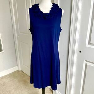 Sailor Sailor Blue Ruffle Neck Stretchy Sleeveless Dress Size XL